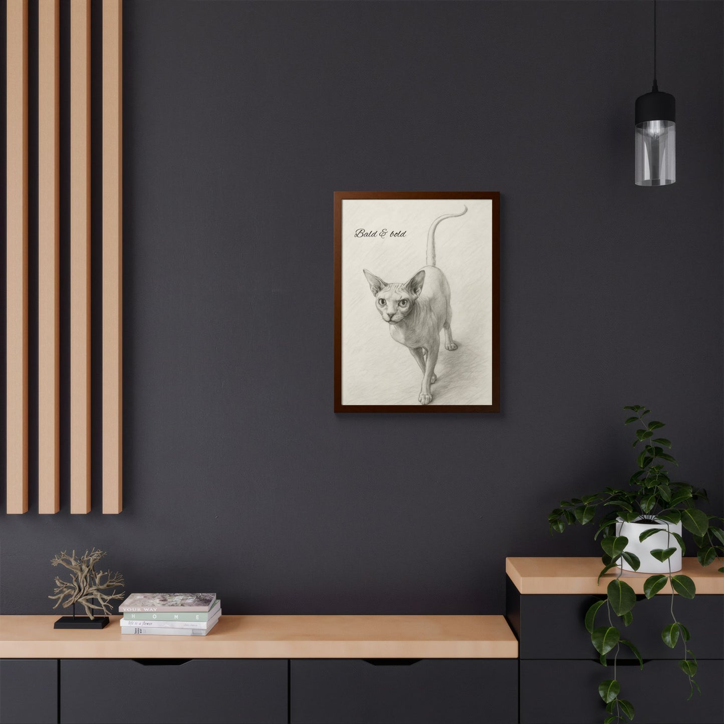 Bald And Bold Framed Sphynx Cat Poster