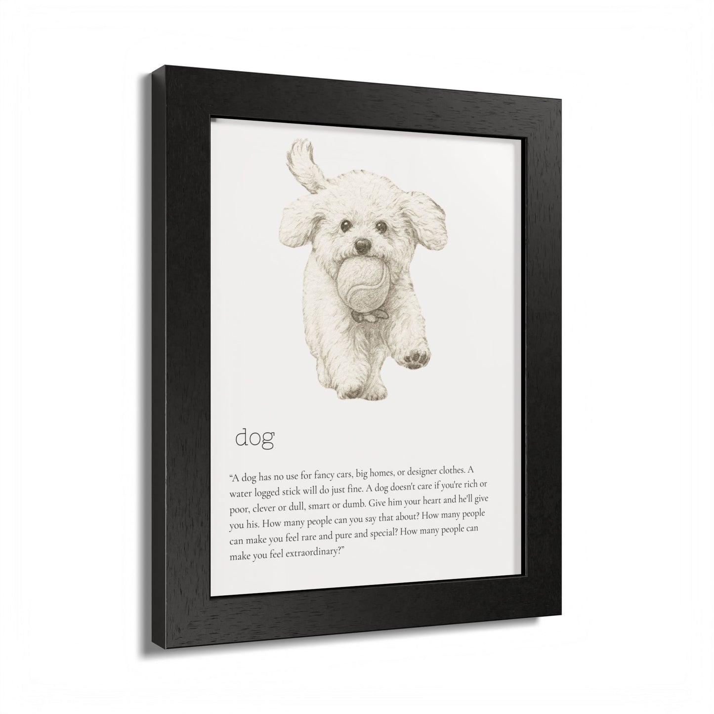 Pencil Sketch Adorable Dog Framed Poster Customized