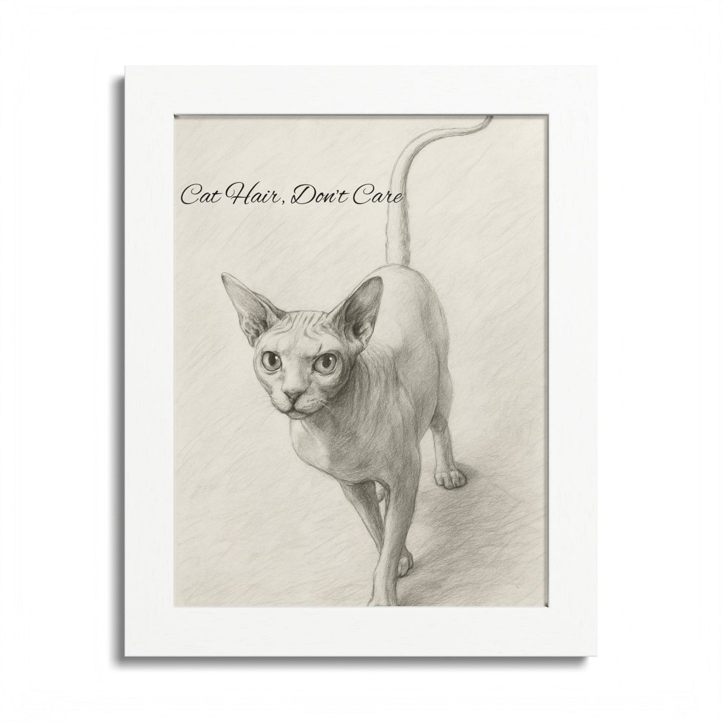 Cat Hair Don't Care Framed Sphynx Poster