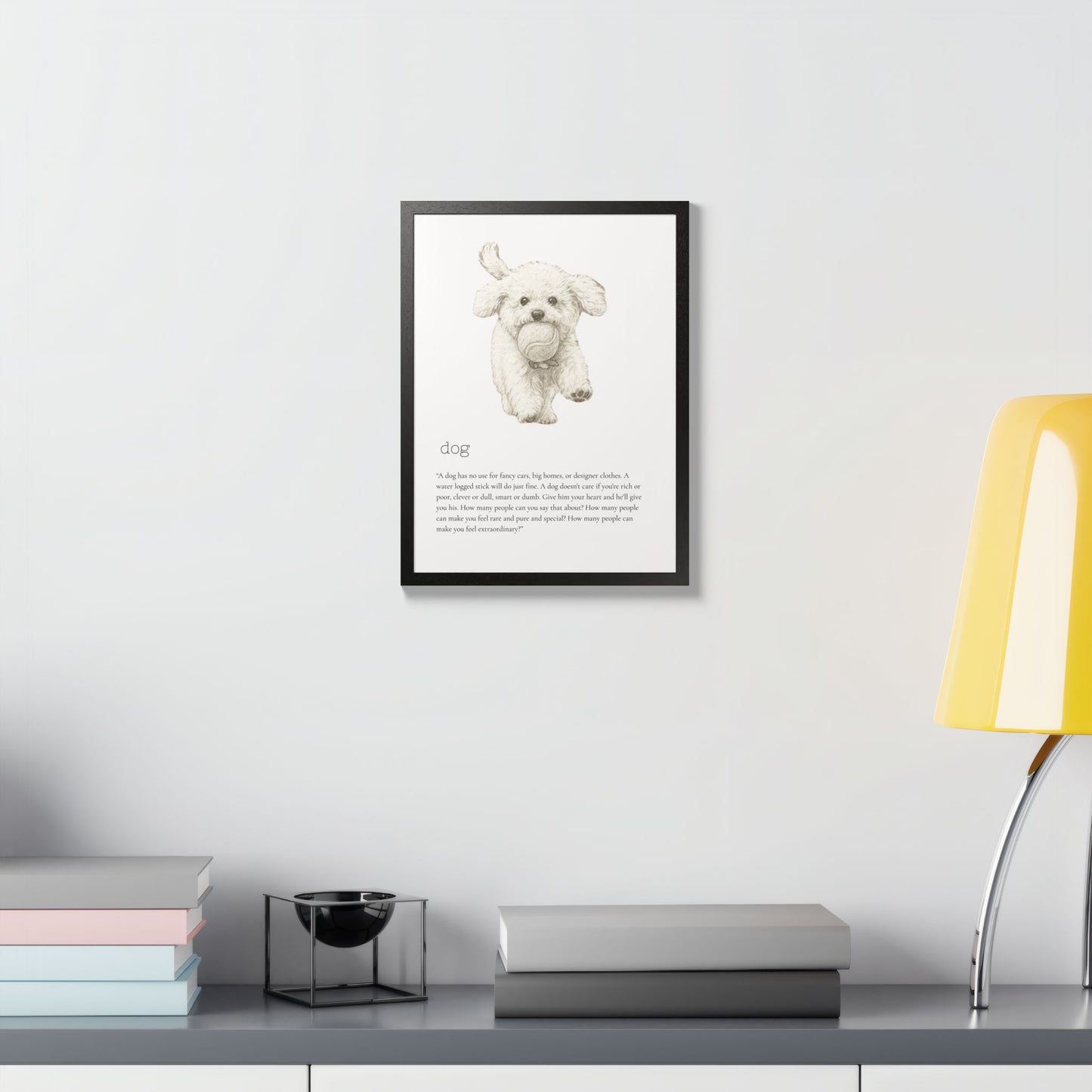 Pencil Sketch Adorable Dog Framed Poster Customized