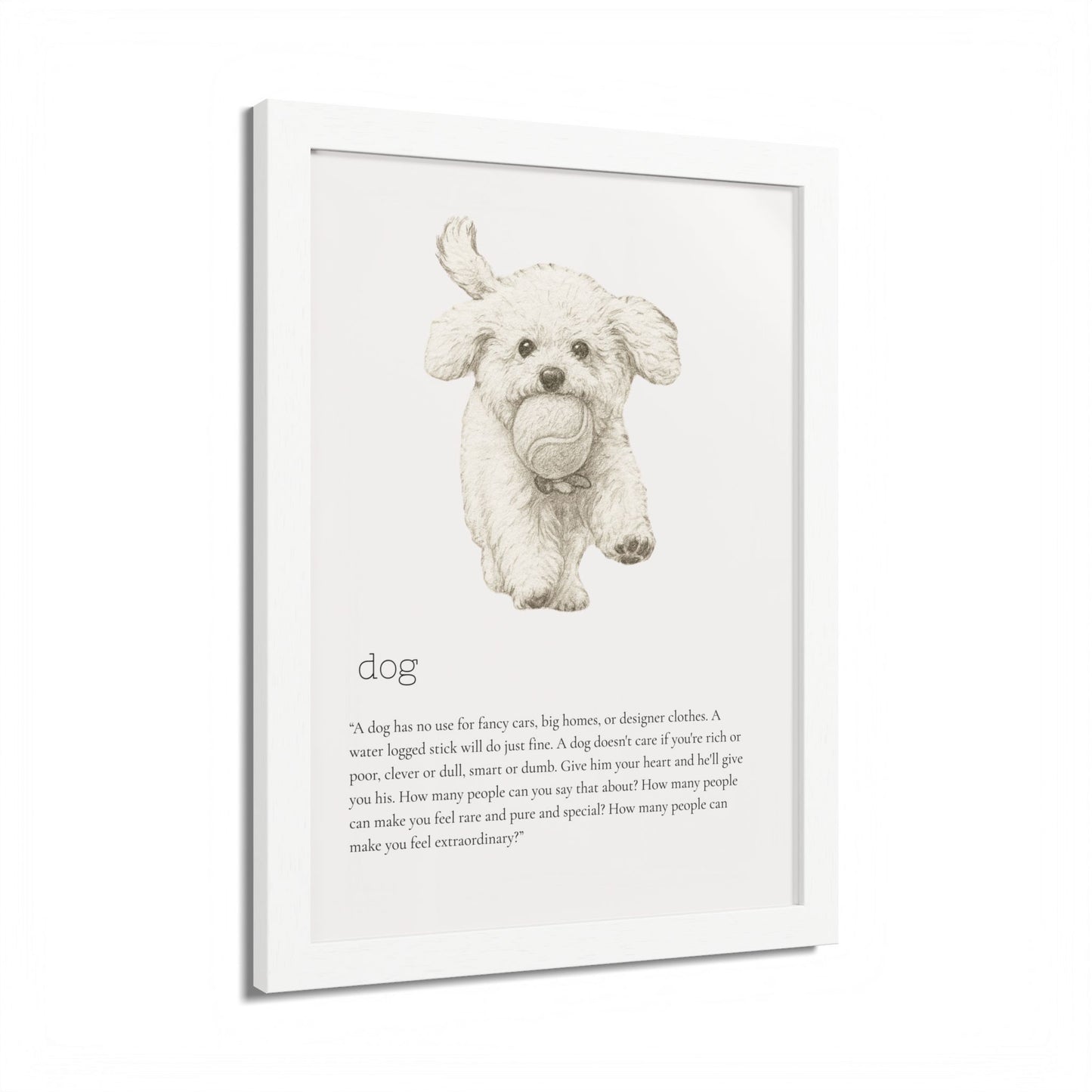Pencil Sketch Adorable Dog Framed Poster Customized