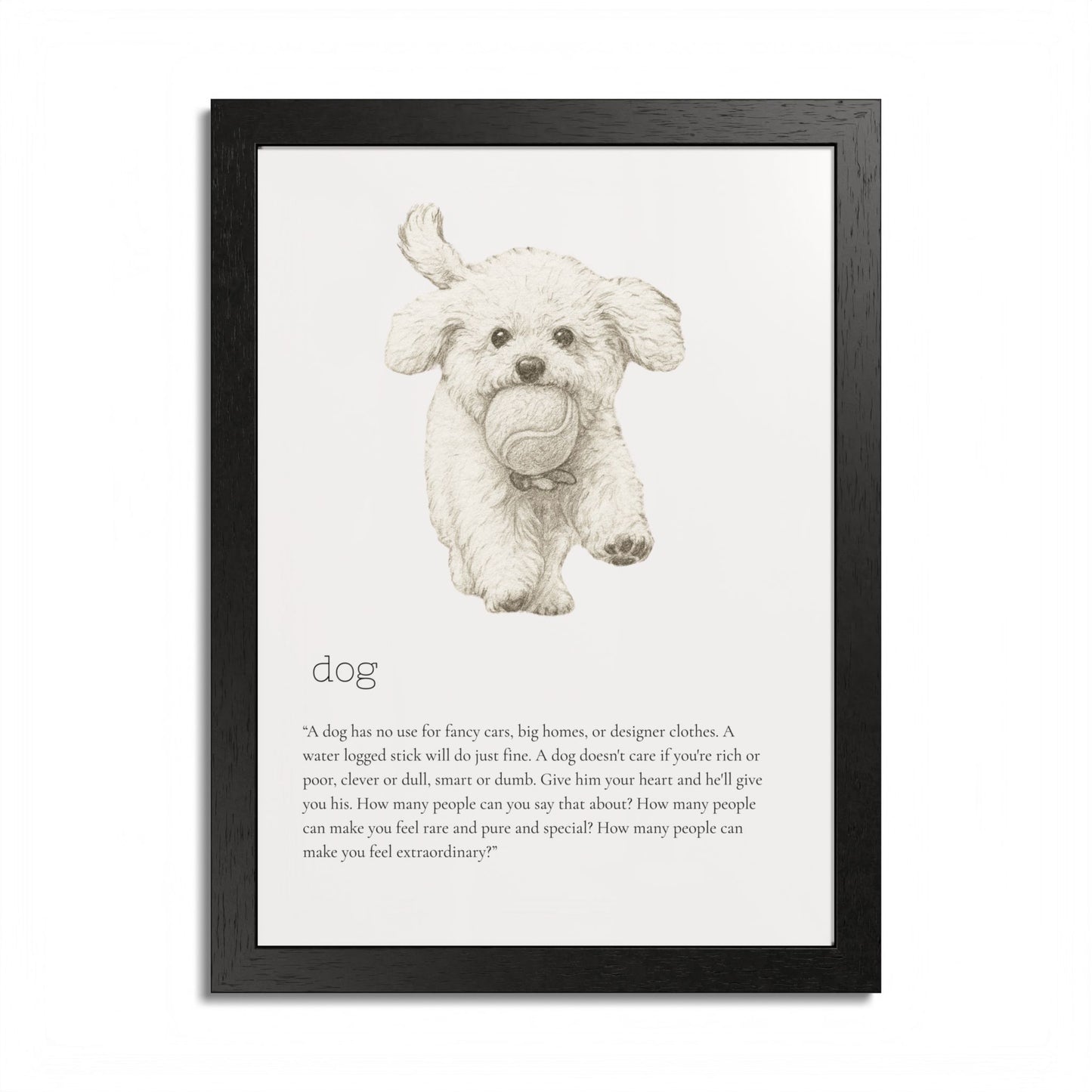Pencil Sketch Adorable Dog Framed Poster Customized