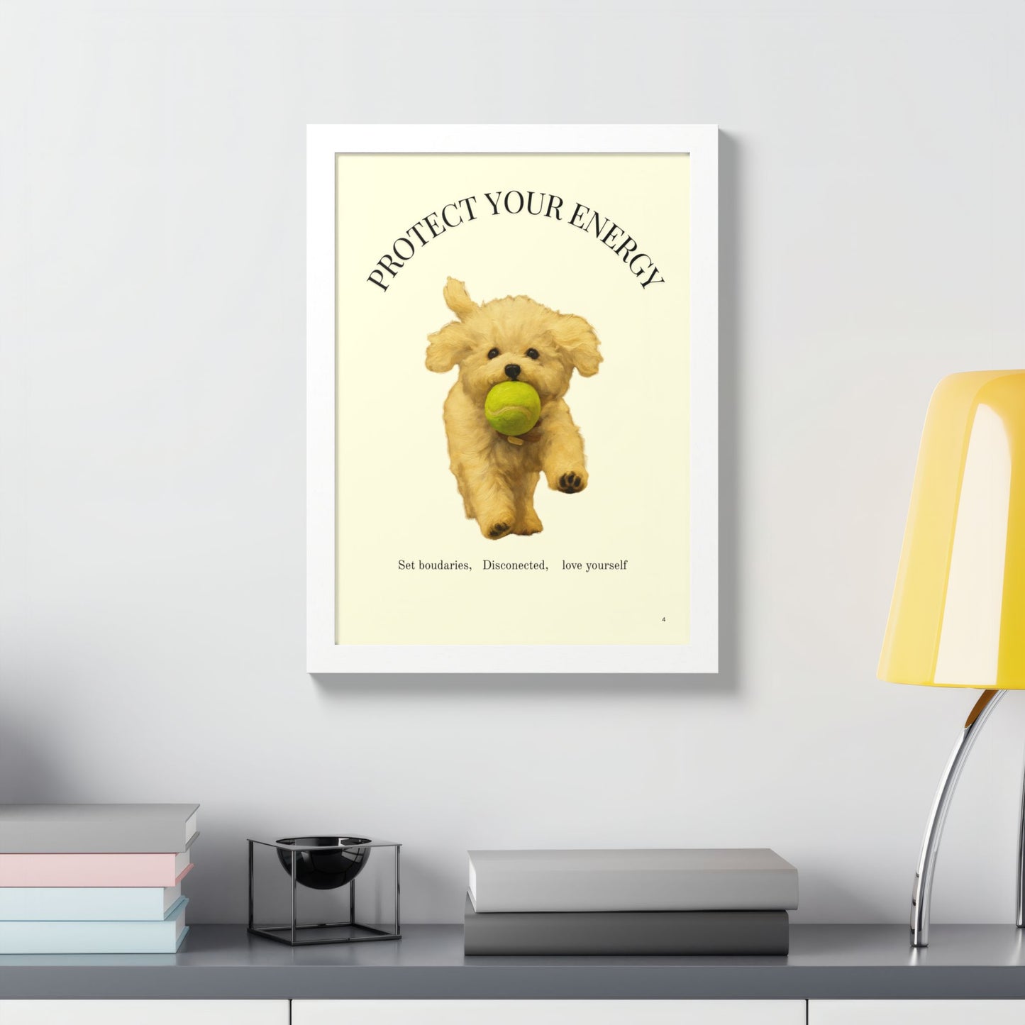 Protect Your Energy Poster Framed Dog Art Print