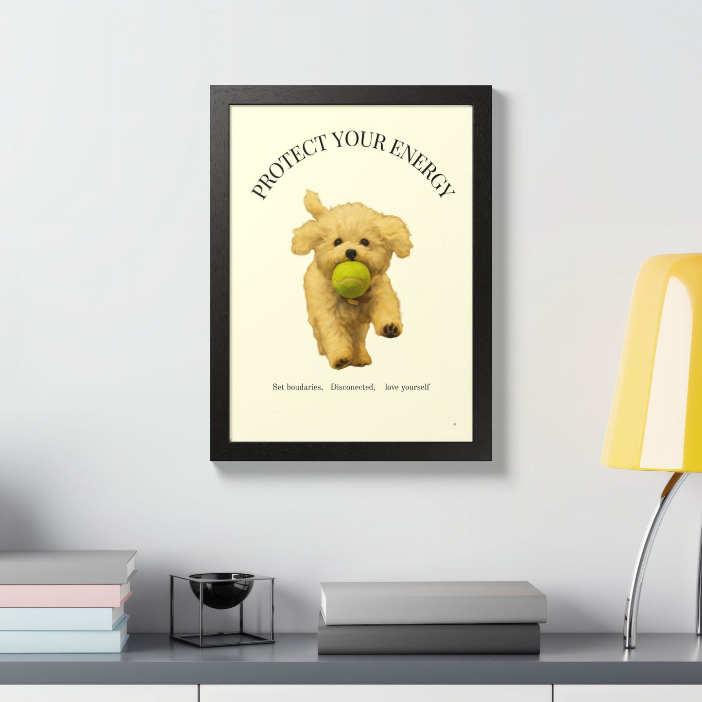 Protect Your Energy Poster Framed Dog Art Print