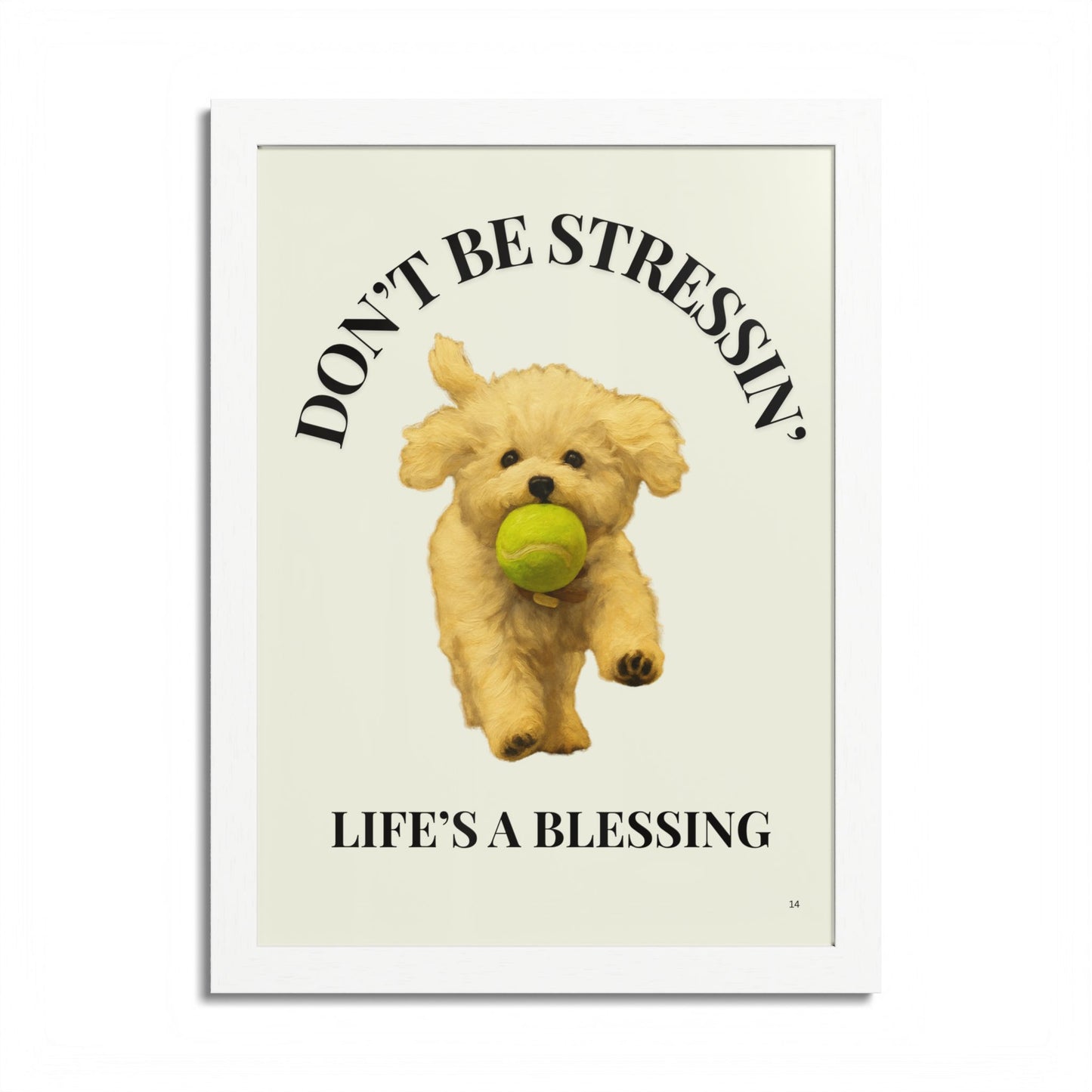 Inspirational Pet Framed Poster Don't Be Stressin Life's a Blessing