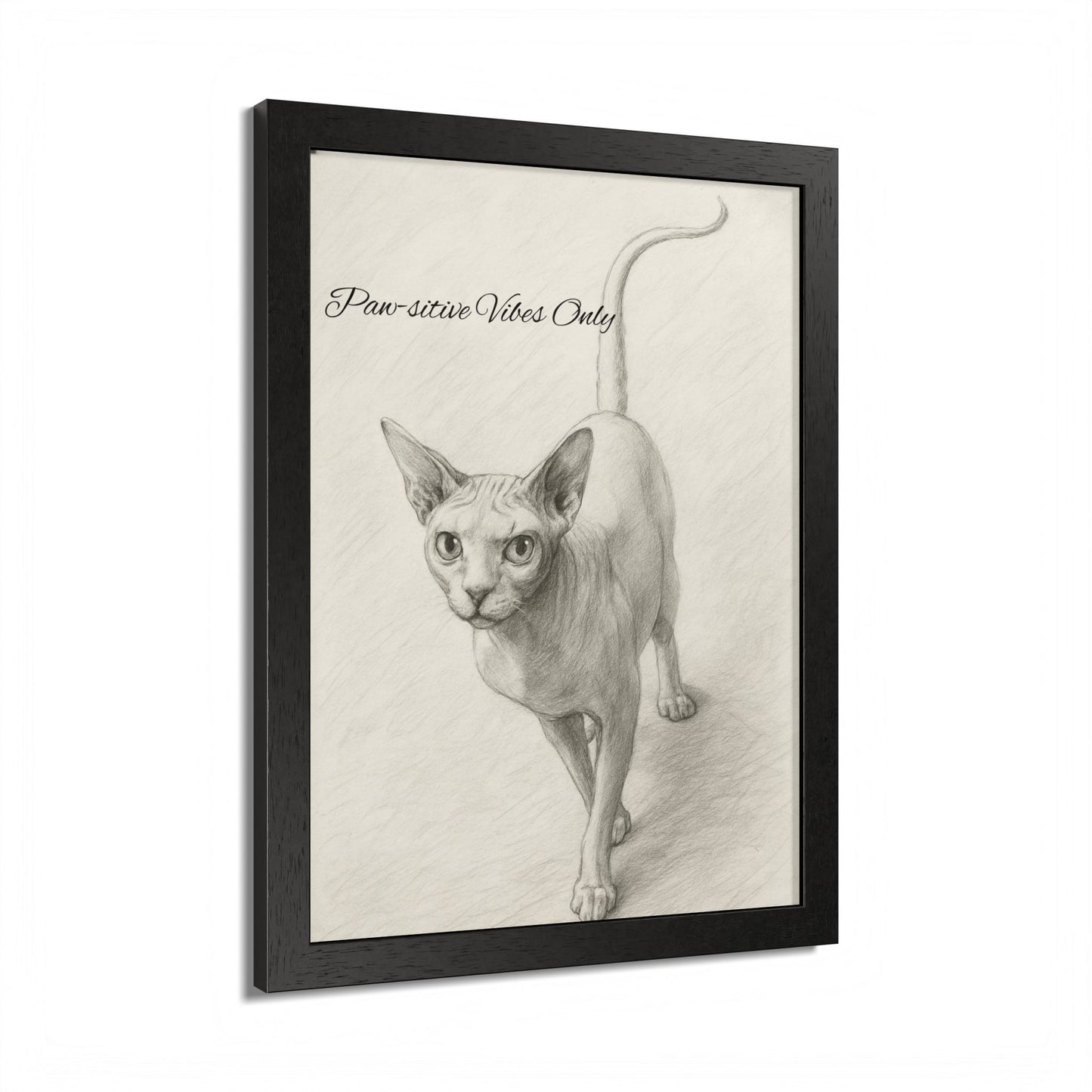Pawsitive Vibes Only Framed Sphynx Cat Poster