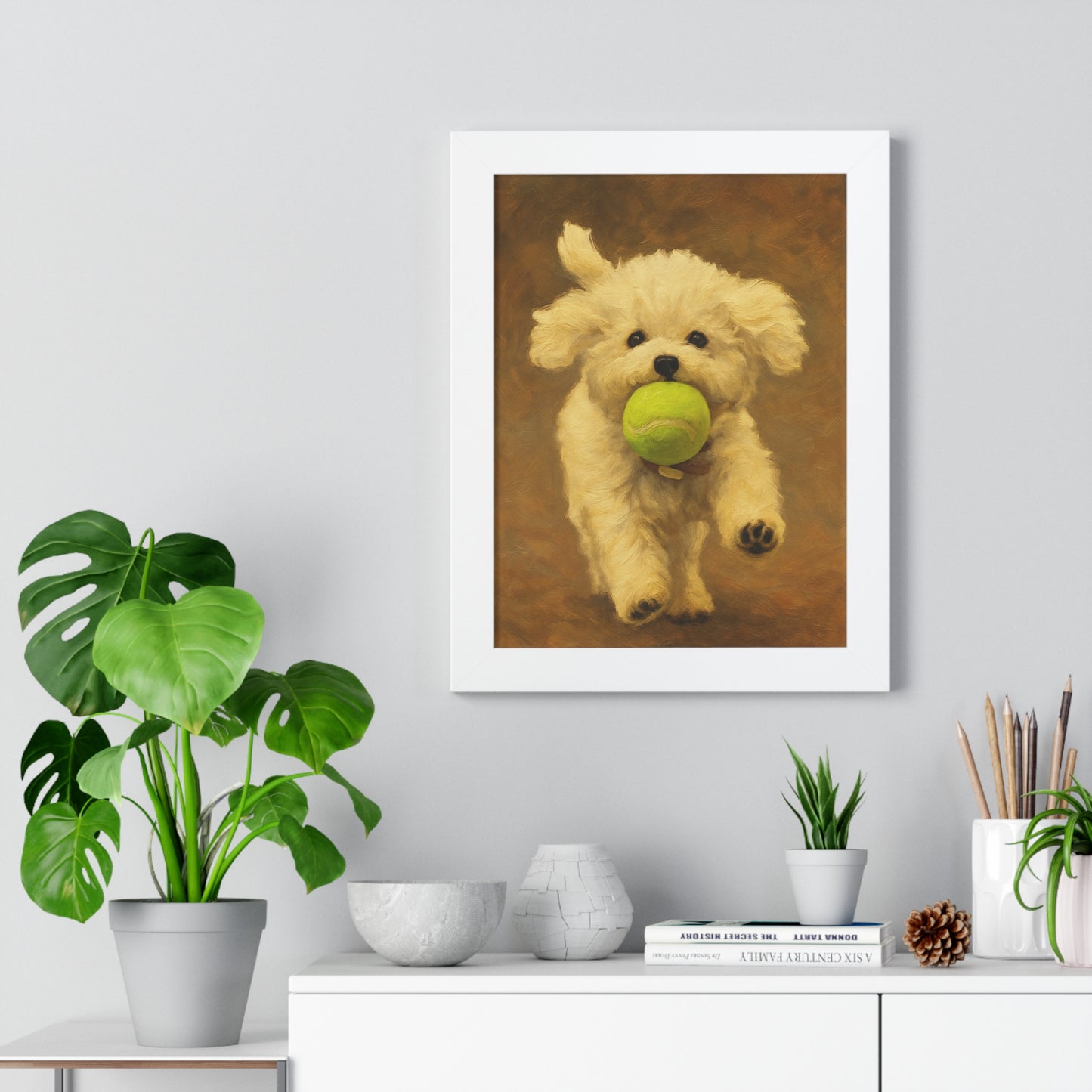 Charming Dog Framed Poster, Cute Puppy Wall Art, Pet Lover Gift, Home Decor, Animal Wall Decor, Dog Lover Gift