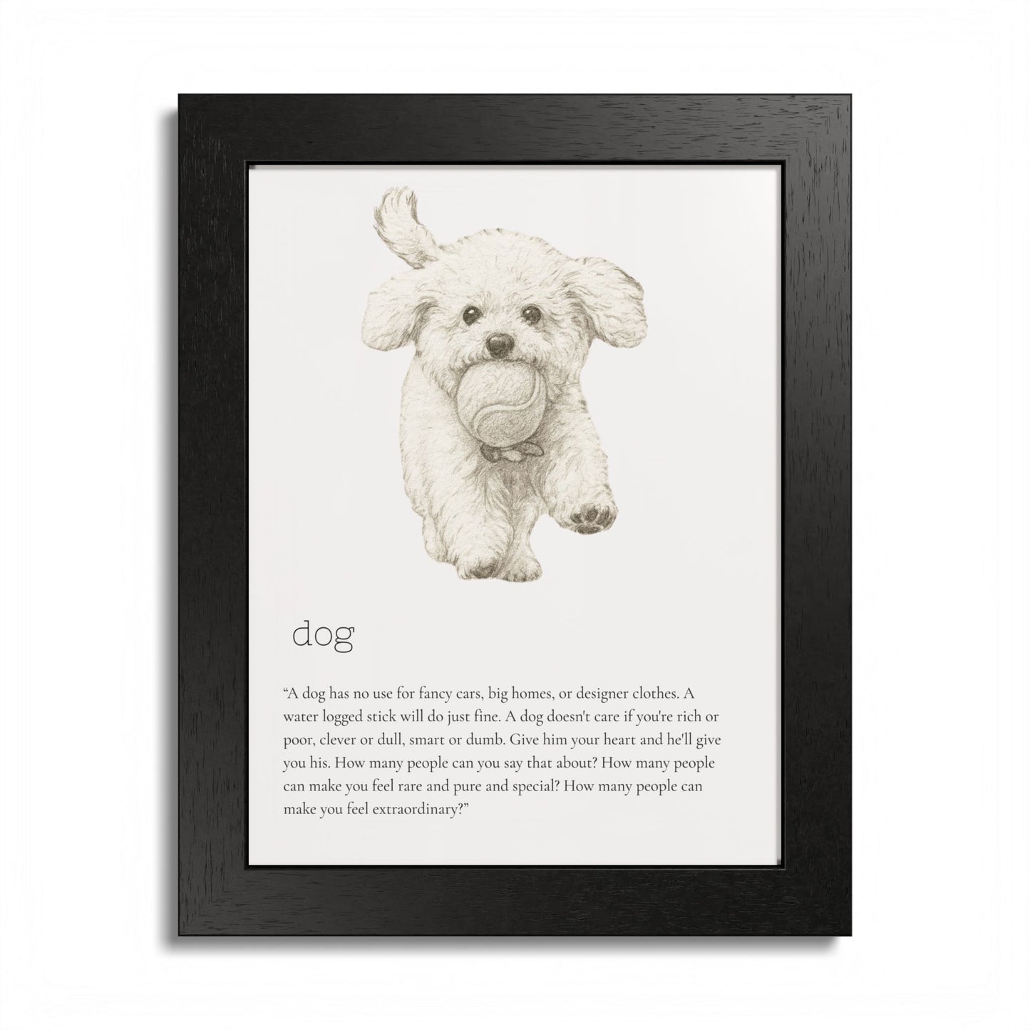 Pencil Sketch Adorable Dog Framed Poster Customized