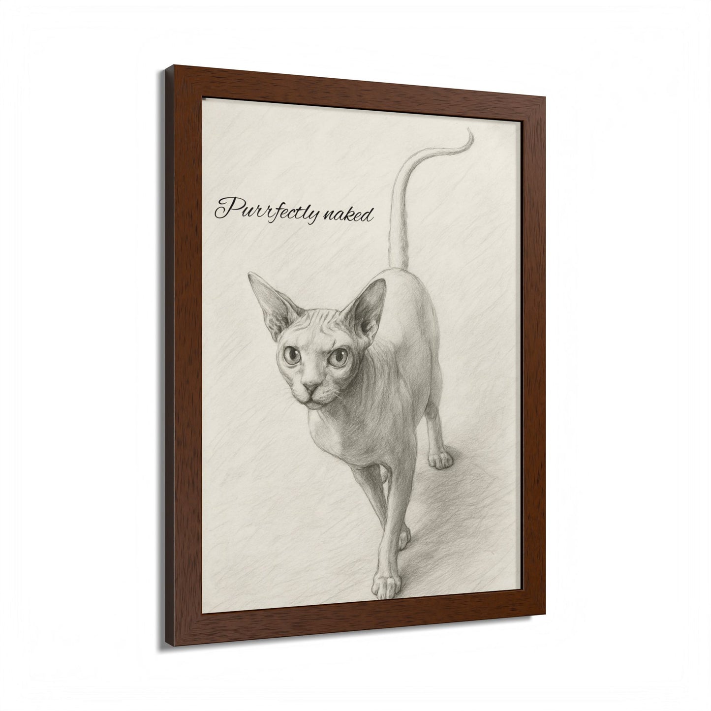 Purfectly Naked Sphynx Cat Lover Framed Poster