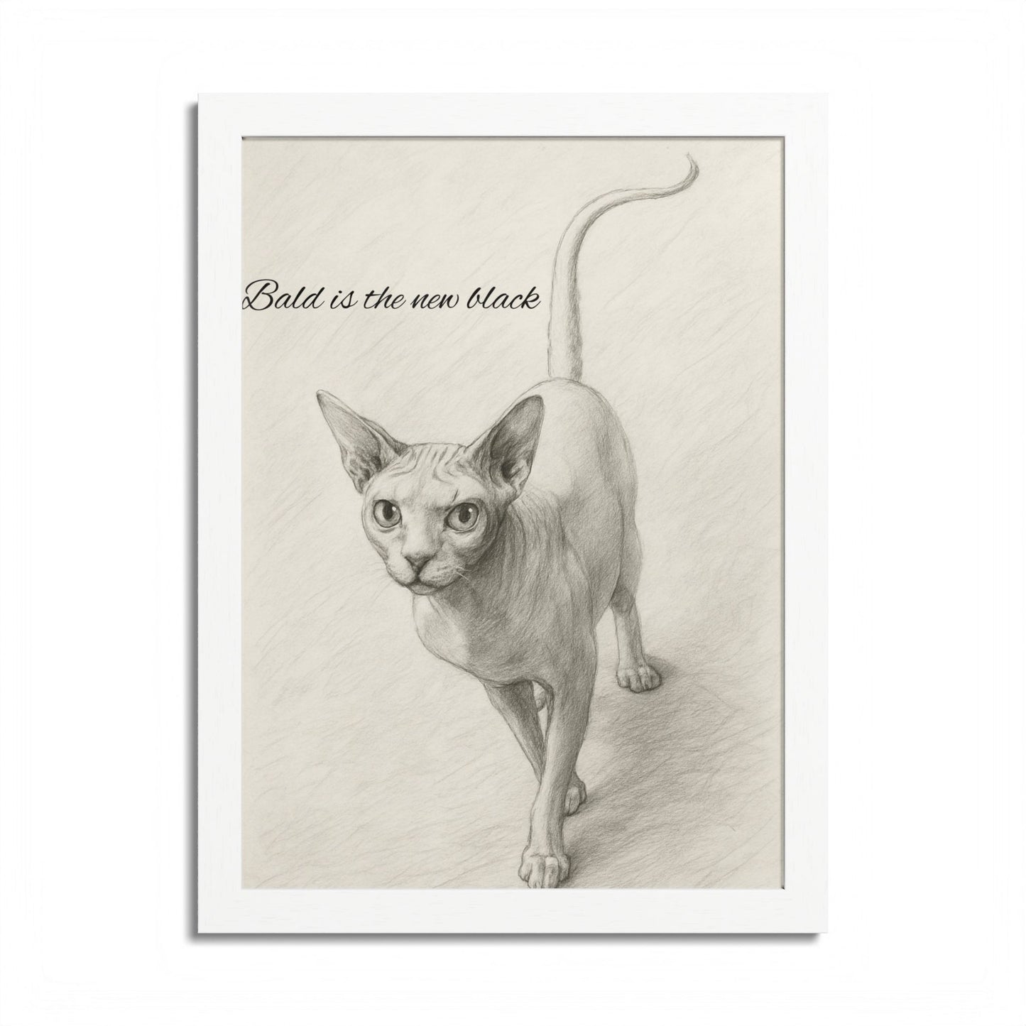 Blod is New Black Framed Sphynx Cat Print
