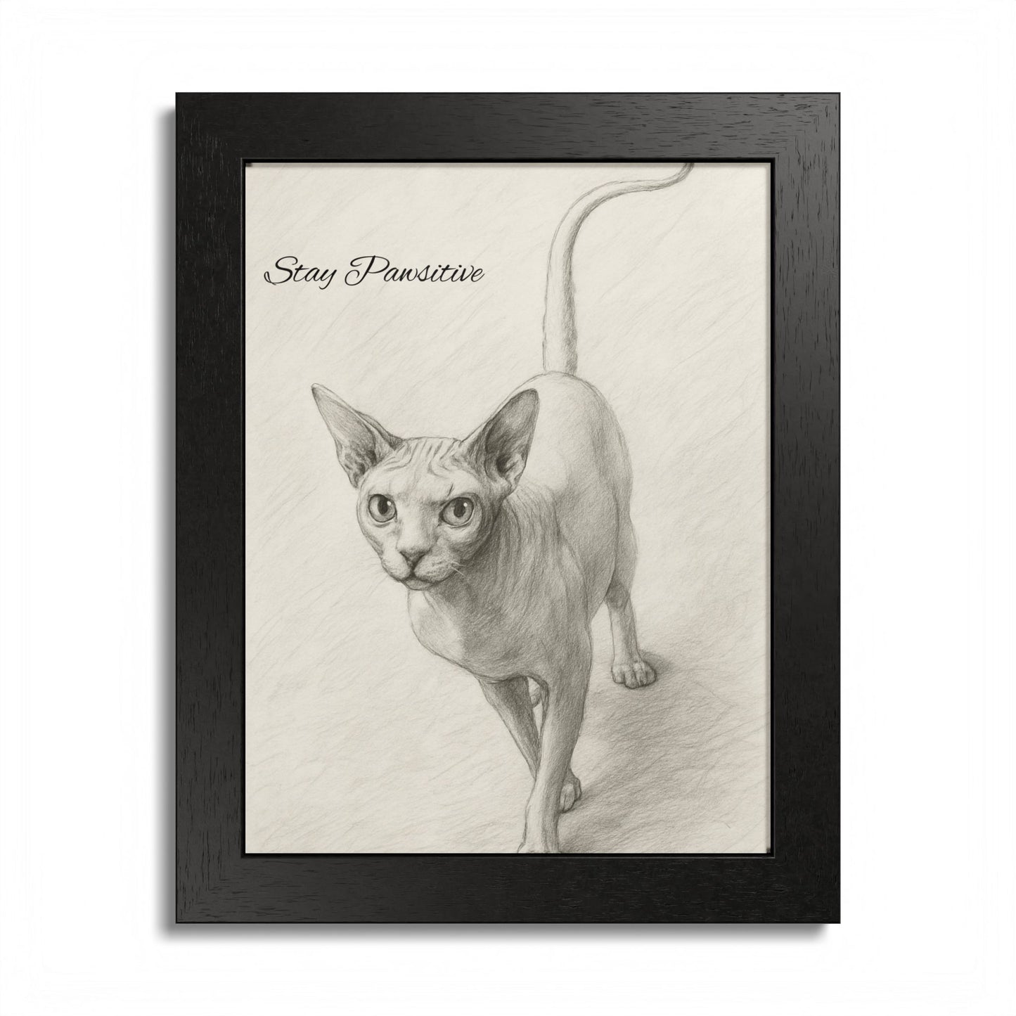 Stay Pawsitive Multi-Color Framed Cat Poster