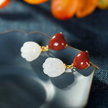 Load image into Gallery viewer, S925 Sterling Silver Natural South Red Agate Hetian Jade Love Cat Paw Jade Cute Personality Ear Stud Earring Women&#39;s
