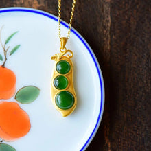 Load image into Gallery viewer, Natural Hetian Jade Green Jade Egg Noodle Pendant Female Fu Doubi Jade Necklace Spinach Green for Elders Jewelry Jade Necklace
