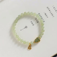 Load image into Gallery viewer, Natural Hetian Jade Beads Bracelet Female Fu Lu Gold Inlaid with Jade Gourd Ancient Style Jade Lucky Beads Bracelet
