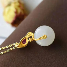 Load image into Gallery viewer, S925 Sterling Silver Natural Hetian Jade White Jade Inlaid Gilding Craft Embellishment Jasper Magpie Women&#39;s Pendant Necklace
