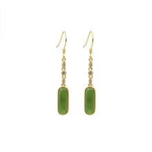 Load image into Gallery viewer, Original Natural Hetian Jade Green Jade Long Earrings S925 Sterling Silver Jade Eardrops Classical Generous Long Earrings
