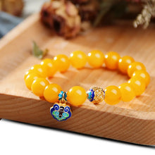 Load image into Gallery viewer, Natural Amber Rough Stone Beeswax Bracelet Women&#39;s Jade Cloisonne Accessories Yellow Chicken Grease Full Honey Old Wax Bracelet
