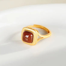 Load image into Gallery viewer, S925 Sterling Silver Inlaid Natural Hetian Jade Southern Red Agate Gold Plated Elegant High-End Ornament for Women
