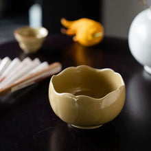 Load image into Gallery viewer, Tea Dregs Washing Basin Large Ceremony Accessories Kwai Kou Jianshui Dingyao Yellow Ceramic Embossed Handmade Cup Bowl Tools Bar
