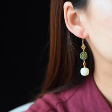 Load image into Gallery viewer, Antique Earrings Earrings Chinese Style Old-Shaped Beads Hetian Jade Earrings Ethnic Style Retro Temperament Chinese Knot Ear
