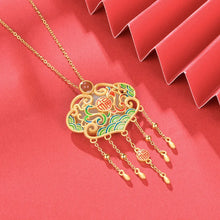 Load image into Gallery viewer, S925 Silver Inlay Natural Hotian Jade Pendant Dragon and Phoenix Ruyi Design Necklace for Women
