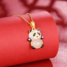 Load image into Gallery viewer, S925 Silver Inlay Natural Hetian Jade Jewelry Panda National Trendy Style Pendant Necklace for Women
