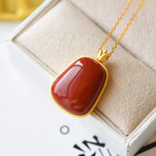 Load image into Gallery viewer, S925 Silver Necklace Inlaid Red Agate Natural Hetian Jade Women&#39;s Fashion Graceful Personality Sweater Chain Pendant Set Chain
