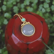 Load image into Gallery viewer, Original Design Natural Hetian Jade Smoke Mauve Jade Pendant S925 Silver Jade Vintage Necklace to Give Mom Birthday Gift
