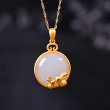 Load image into Gallery viewer, Small Jade Hare Hotian Jade Pendant Female Jade Necklace Female Sterling Silver Clavicle Chain Original Niche Design Mid-Autumn
