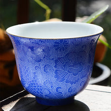 Load image into Gallery viewer, Jingdezhen Ceramic Hand-Pulled Flower Kung Fu Teacup Tea Set Pastel Gold Decoration Hand Painted Tea Cup Master Cup Personal Cup
