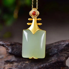 Load image into Gallery viewer, New Personalized Natural Hetian Gray Jade Inlaid S925 Sterling Silver Gilding Pendant Color Retention Lasting Support Identifica
