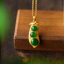 Load image into Gallery viewer, Natural Hetian Jade Green Jade Egg Noodle Pendant Female Fu Doubi Jade Necklace Spinach Green for Elders Jewelry Jade Necklace

