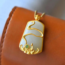 Load image into Gallery viewer, Natural Hetian Jade White Jade Lucky Pendant Pendant Necklace Women&#39;s Simple Zen S925 Sterling Silver Gold Plated Fashion Show
