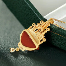 Load image into Gallery viewer, S925 Sterling Silver Inlaid Natural South Red Agate Unique and Exquisite Elegant Classic Castle Women&#39;s Ornament
