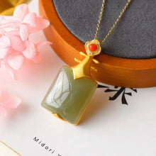 Load image into Gallery viewer, New Personalized Natural Hetian Gray Jade Inlaid S925 Sterling Silver Gilding Pendant Color Retention Lasting Support Identifica
