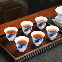 Load image into Gallery viewer, Pure hand-painted master&#39;s cup high white thin body porcelain blue and white kung fu tea cup
