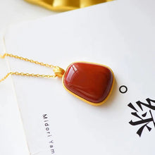 Load image into Gallery viewer, S925 Silver Necklace Inlaid Red Agate Natural Hetian Jade Women&#39;s Fashion Graceful Personality Sweater Chain Pendant Set Chain
