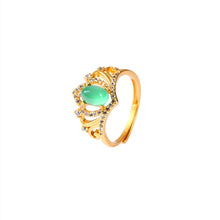 Load image into Gallery viewer, Popular Chinese Style Ancient Gold-Plated Natural Chalcedony Agate Crown Opening Adjustable Ring Ring for Tourist Attractions
