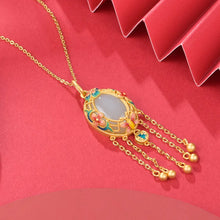 Load image into Gallery viewer, S925 Silver Inlay Natural Hotian Jade Pendant Blooming Design Necklace Women&#39;s Jewelry
