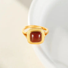 Load image into Gallery viewer, S925 Sterling Silver Inlaid Natural Hetian Jade Southern Red Agate Gold Plated Elegant High-End Ornament for Women
