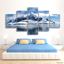 Load image into Gallery viewer, 5 Panels Snow Mountain Landscape Painting Canvas Printing Modern Home Wall Decor Picture for Living Room Unframed
