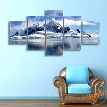 Load image into Gallery viewer, 5 Panels Snow Mountain Landscape Painting Canvas Printing Modern Home Wall Decor Picture for Living Room Unframed
