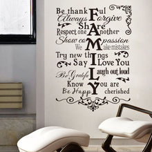 Load image into Gallery viewer, Creative Family Rules quote home declas wall stickers removable waterproofing house living room wall art FAMILY ZY8224
