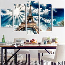 Load image into Gallery viewer, Unframed Canvas Painting Eiffel Tower Wall Sticker Sunshine Pictures A4 Print Poster Modern for Decoration Modular Picture 5Pcs
