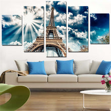 Load image into Gallery viewer, Unframed Canvas Painting Eiffel Tower Wall Sticker Sunshine Pictures A4 Print Poster Modern for Decoration Modular Picture 5Pcs
