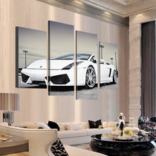 Load image into Gallery viewer, 4 Pcs (No Frame)White Sports Car Wall Art painting Home Decoration Living Room Canvas Print Painting on canvas Wall picture
