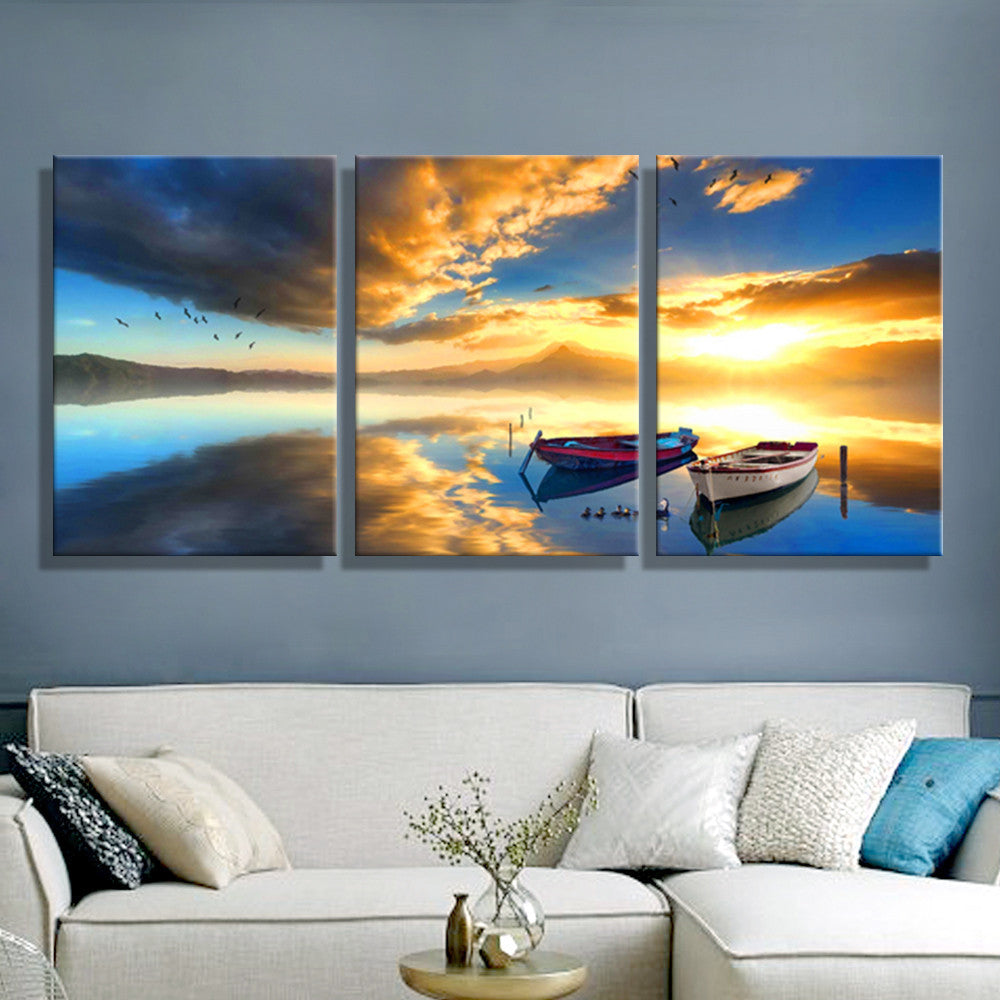 Oil Painting Canvas Ships Sea Landscape Wall Art Decoration Home Decor On Canvas Modern Wall Picture For Living Room(3PCS)