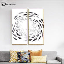 Load image into Gallery viewer, Nordic Art Zen Fishes Canvas Poster Abstract Minimalist Art Painting Huge Print Trippy Wall Picture for Home Living Room Decor
