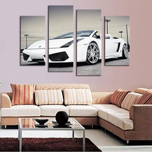 Load image into Gallery viewer, 4 Pcs (No Frame)White Sports Car Wall Art painting Home Decoration Living Room Canvas Print Painting on canvas Wall picture
