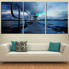 Load image into Gallery viewer, NO FRAME 3pcs blue port landscape Printed Oil Painting On Canvas wall Painting for Home Decor Wall picture
